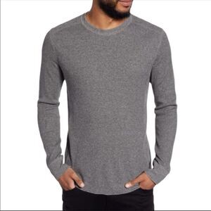 Michael Kors L Cotton Gray Waffle Knit Crewneck Pullover Thermal